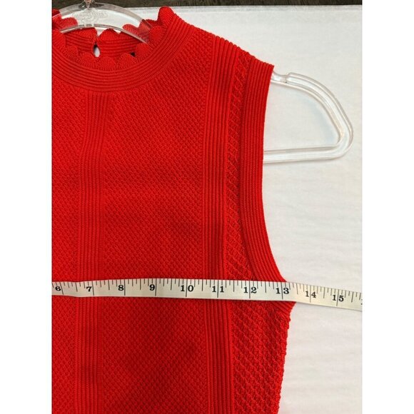 The Kooples Open Mesh Knit‎ Red Orange Maxi Dress Scalloped Keyhole Back S - Picture 6 of 14